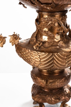 Pair of Japanese Meiji Bronze Urns