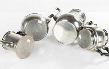 Four 19th Century Pewter Coffee & Teapots