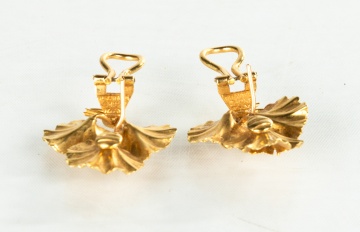 Pair of Tiffany & Co. 18K Gold & Sapphire Earrings