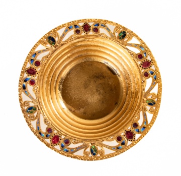 Louis C. Tiffany Furnaces Gilt and Enameled Bronze Bowl