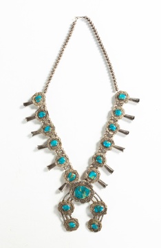 Navajo Turquoise & Silver Squash Blossom Necklace