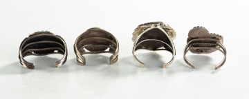 (4) Navajo Silver & Turquoise Bracelet Cuffs