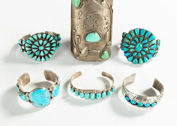Navajo Turquoise & Silver Bracelet Cuffs & Arm Guard