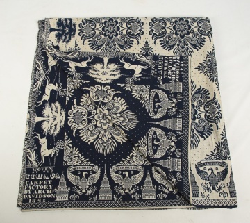 Blue and White Jacquard Coverlet