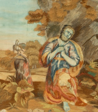 Silk Embroidery & Watercolor of Peter Denying Christ