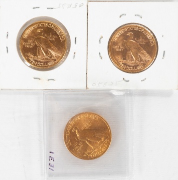 Three U.S. $10 Indian Head Gold Coins