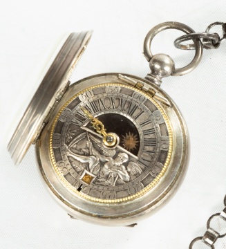 Jan Berninck, Amsterdam. A Rare Silver Pocket Watch Depicting Saturn, Sun & Moon Indicator with Calendar