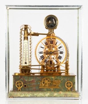 Rare Gilt Bronze Gravity Ball Waterwheel Industrial Clock