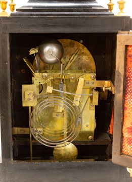 English Ebonized Triple Fusee Mantel Clock