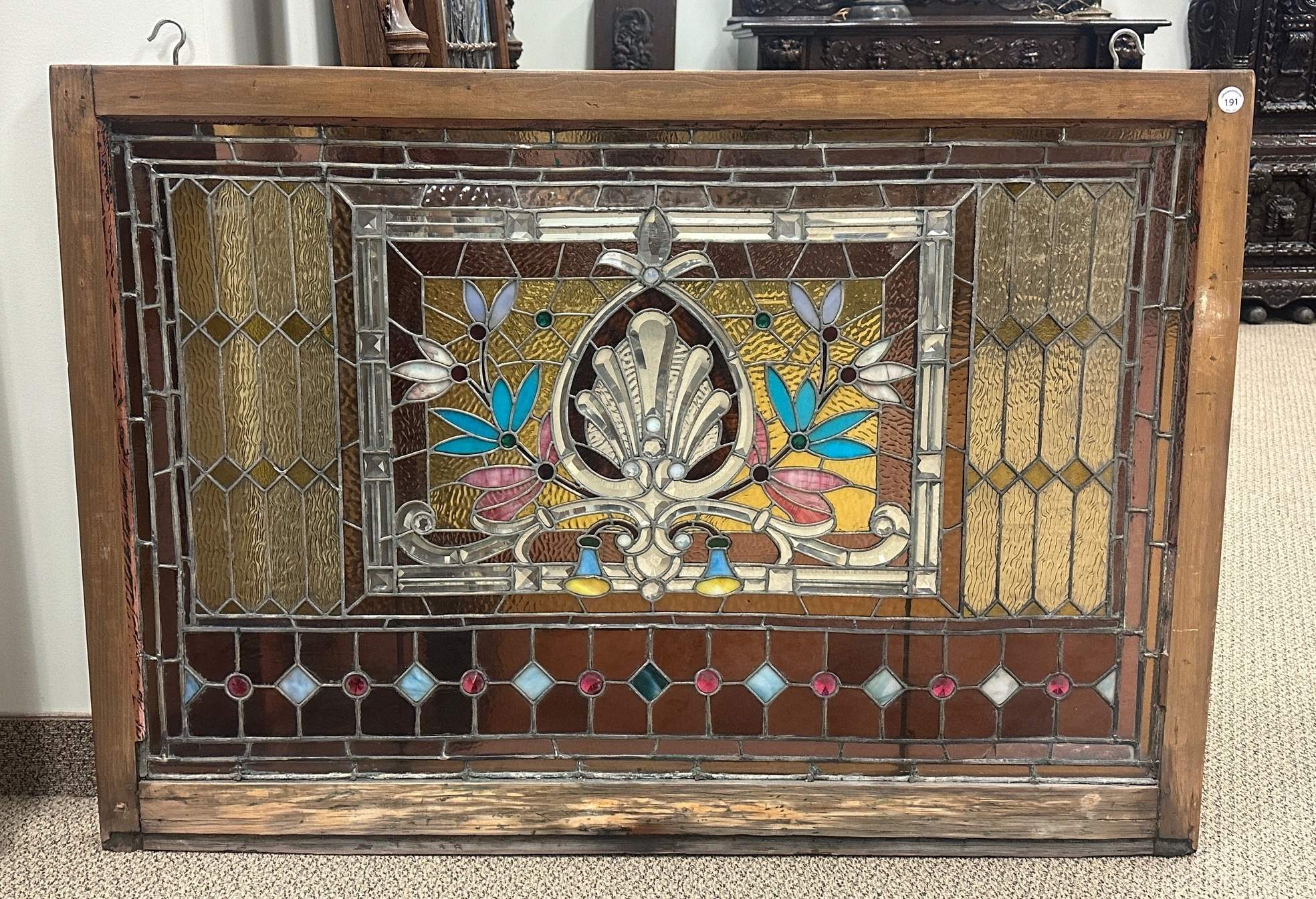 Shell Medallion Leaded Glass Window | Cottone Auctions