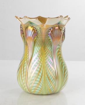 Quezal Pulled Feather Decorated Vase