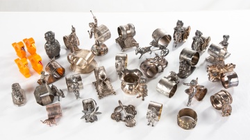 Group of 19th Century Silver-Plate and 20th Century Bakelite Napkin Rings