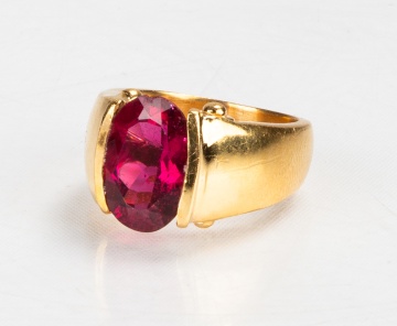 Men's 22K Gold & 7.3 ct. Rubellite Tourmaline Ring