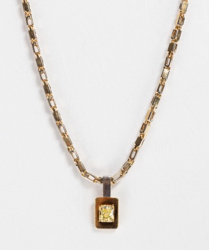 Men's 4.74 ct, Fancy Yellow Diamond Pendant Necklace