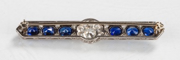 Platinum, Diamond, & Sapphire Antique Art Deco Brooch