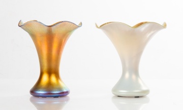 Two Steuben Aurene and Calcite Vases