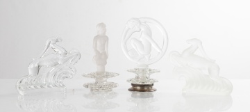 Steuben Stylized Gazelle Sculptures and Flower Frogs