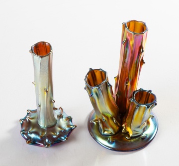 Two Steuben Aurene Stump Vases