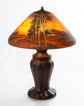 Handel Reverse Painted Landscape Lamp