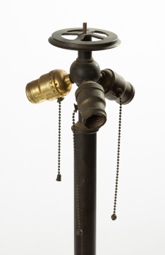 Three Patinaed Metal Lamp Bases