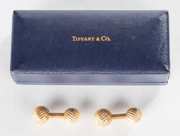 Tiffany & Co. Men's Barbell 10K Gold Knot Cufflinks
