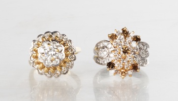 Two Ladies 18K Gold & Diamond Rings
