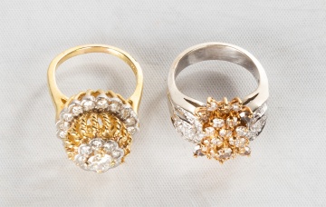Two Ladies 18K Gold & Diamond Rings