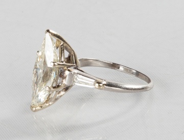 14K Gold & Platinum 5.70 Carat Marquise Diamond Ring