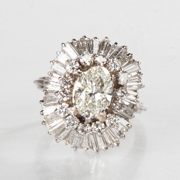 14K Gold & Diamond, Cubic Zirconia Ballerina Style Ring