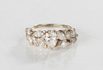 14K Gold & Marquise and Pear-Shaped-Diamond Ring