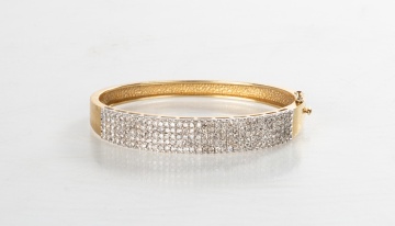 14K Gold Pave Set Diamond Bangle Bracelet