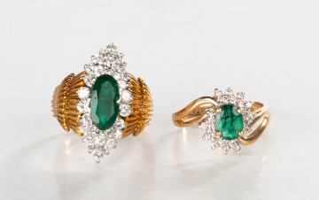 14K & 18K Gold, Emerald, & Diamond Rings