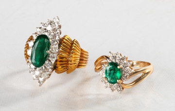 14K & 18K Gold, Emerald, & Diamond Rings