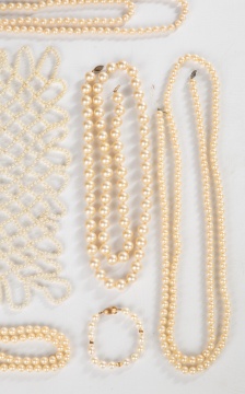Four Pearl Necklaces, One Bracelet and a Yoke