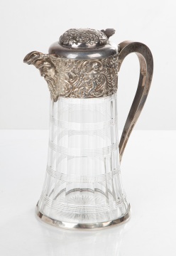 19th Century English Sterling Silver & Cut Crystal Claret