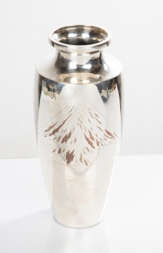 Japanese Sterling Silver and Mixed Metal (Mount Fuji) Vase