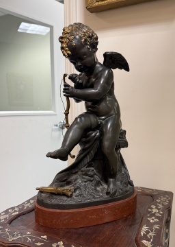 Contemporary Bronze Cupid Stringing His Bow