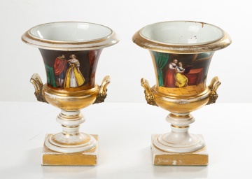 Pair of French Old Paris Porcelain Urns