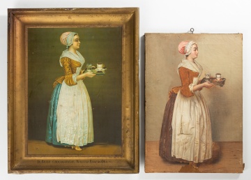 Chocolate Girl Theme Tin Lithograph and Painting