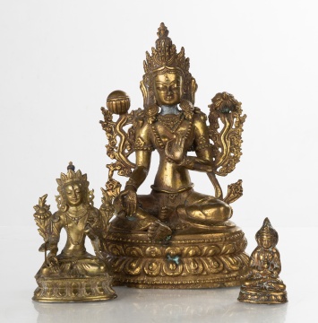 Three Tibetan Gilt-Metal Buddhist Statues