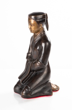 Contemporary Bronze Monk Kneeling