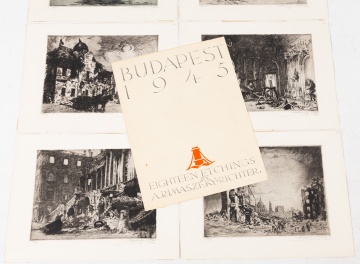 Aladar Rimaszeki-Richter (Hungarian, 1898-1950) 18 Etchings of Budapest, 1945