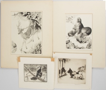 Five 20th Century Animal Etchings