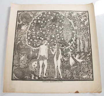 Gertraud Brausewetter, 1918, Adam & Eve Woodcut