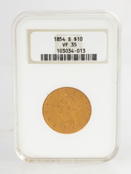 1854 Liberty Head $10 Gold Coin