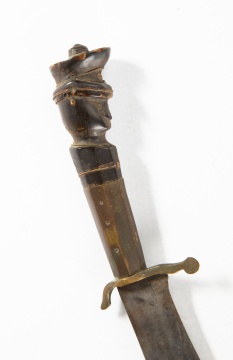 Carved Horn Military Figure Handled Bowie Knife