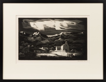 Doel Reed (American, 1894-1985) "Picuris Peublo Winter, 1954"