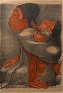 Jean Charlot (1898-1979) "Mother Carrying Child on Her Back"
