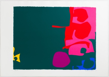 Patrick Heron (British, 1920-1999) "Interlocking Scarlet and Pink in Deep Green"