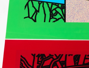 Patrick Caulfield (British, 1936-2005) Garden with Pines & Terracotta Vase